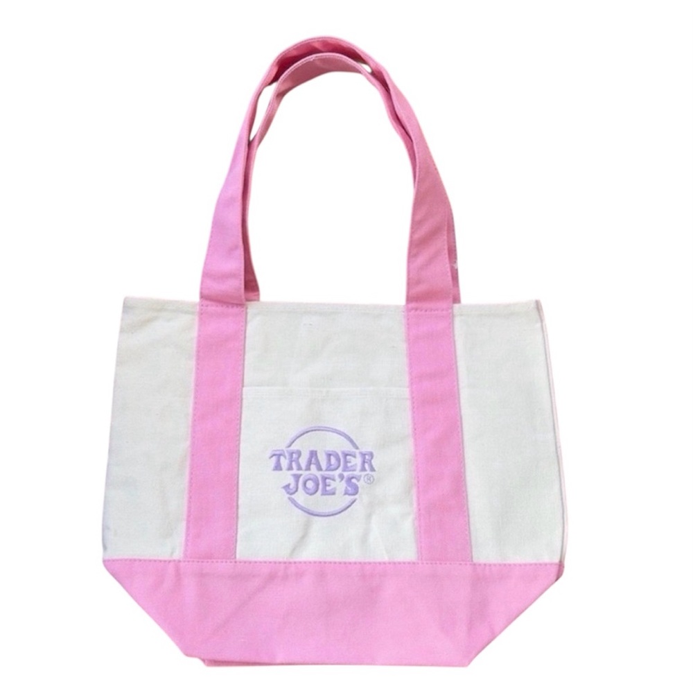 Trader Joe’s Pink and White Mini Canvas Tote Bag